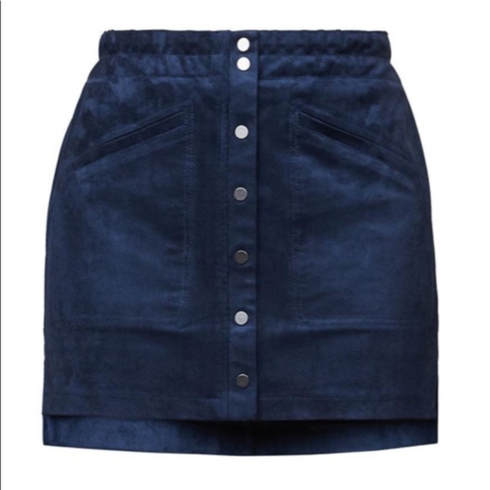 🎉 3 items for $20! Mora Navy Suede Button Down Mini Skirt BCBGMaxAzria